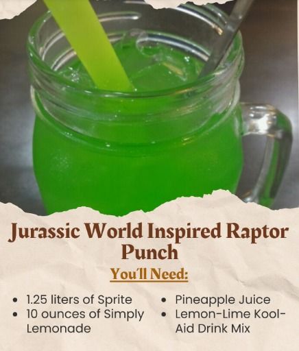 Recipes Fast | Jurassic World Inspired Raptor Punch | Facebook Dinosaur Party Punch, Dinosaur Birthday Party Drinks, Raptor Punch, Dinosaur Punch, Godzilla Party, Dinosaur Food, Jurassic Park Birthday Party, Green Punch, Birthday Party Drinks