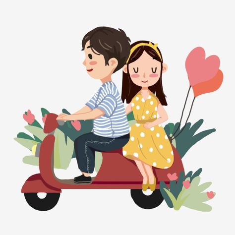 Couple Clipart Cute, Husband And Wife Cartoon, Husband Illustration, Couple Ride, Couple Cartoon Characters, Chinese Clipart, Couple Stickers, Valentines Day Cartoons, Valentine Cartoon