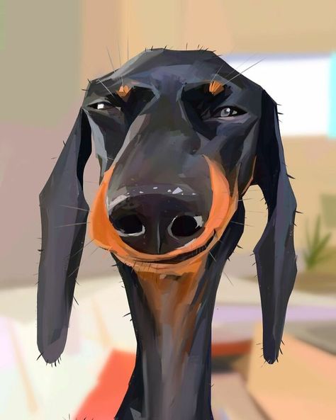 Have Fun With The Fabulous Portraits Of Albeniz Rodriguez, The Artist Who Shows The Happy Side Of Animals (41 Pics) Perro Doberman Pinscher, Arte Dachshund, Dog Caricature, Dog Drawing Simple, Dog Design Art, Cute Dog Drawing, Subject Of Art, Animal Caricature, Cool Dog
