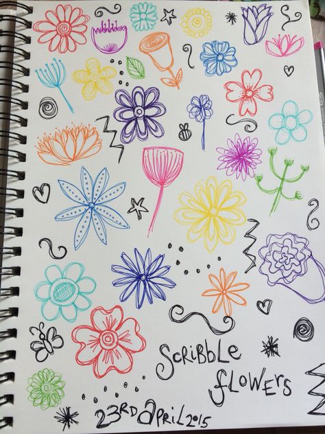 Scribble flowers #doodles Scribble Flowers Drawing, Flower Scribble, Scribble Doodles, Scribble Flowers, Pretty Flower Drawing, Photobook Inspiration, Flowers Doodles, Sketchbook Doodles, Flower Drawings