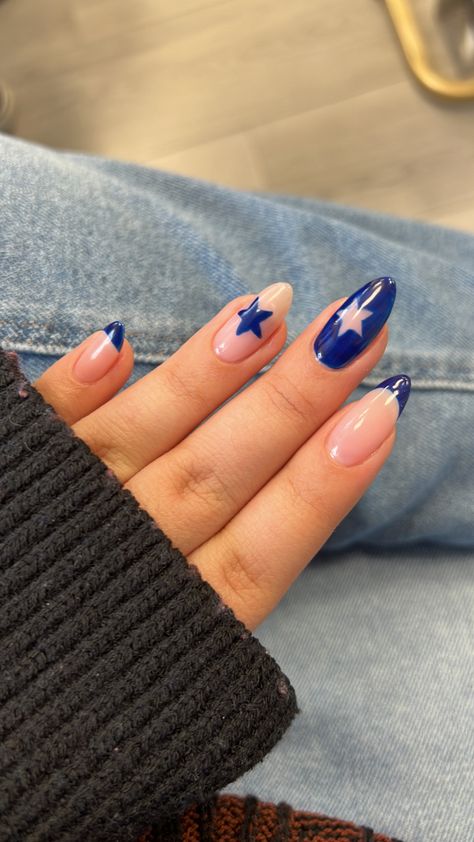 Blue Nail, Navy Blue Nails, Summery Nails, Acylic Nails, Blue Nail Designs, Nagel Inspo, Star Nails, Funky Nails, Pretty Acrylic Nails