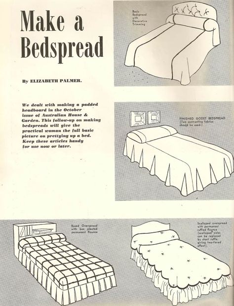 Totally retro (1953) bedspread tutorial Making A Bed With A Quilt And Comforter, Diy Bedspread Ideas Sewing, Bedspreads Ideas, Diy Bedspread, Bedspread Ideas, White Bedspread, Vintage Bedding, Vintage Bedspread, Sew Zipper