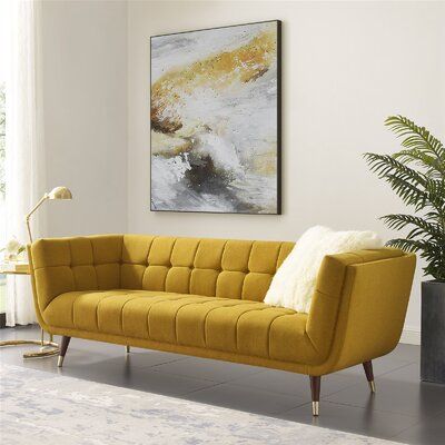 Small Curved Sofa, Modern Tufted Sofa, Trendy Sofas, Yellow Sofa, Sofa Pillows Arrangement, Soft Sofa, Mid Century Sofa, Tufted Sofa, Sofa Colors