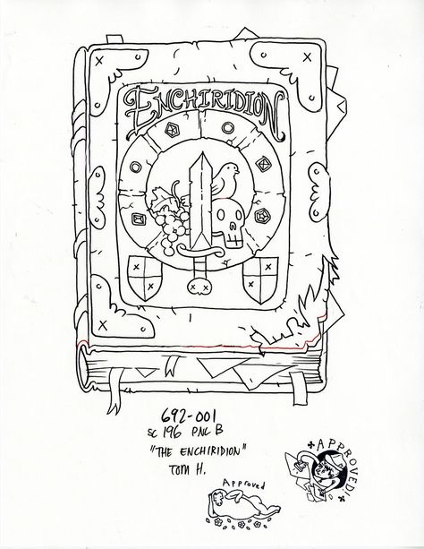 The Enchiridion Book Prop from Adventure Time | Tom Herpich Lemon Grab Tattoo Adventure Time, Enchiridion Tattoo, Tom Herpich, The Enchiridion, Adventure Time Episodes, Adventure Time Drawings, Adventure Time Tattoo, Adveture Time, Alpha Waves