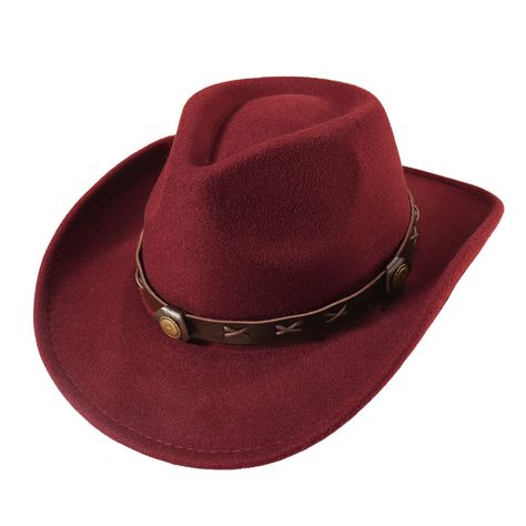 PRICES MAY VARY. 65% Cotton, 35% Polyester Imported Pull-On closure Hand Washed Recommended Shapeable Cowboy Hat: Western style cowboy hat comes with classic pinch front design, embellished with leather belt and metal studs ornaments, vintage and stylish, with bright colors like red, khaki and other colors, to make you more eye-catching Quality & Reliable: Unisex cowboy ranch hat is made of high quality 65% Cotton, 35% Polyester, soft and smooth to touch, lightweight and comfortable to wear, no Pinch Front Cowboy Hat, Ranch Hat, Vintage Cowboy Hat, Red Cowboy Hat, Cowgirl Halloween, Cowboy Ranch, Hat Western, Western Cowboy Hats, Ornaments Vintage