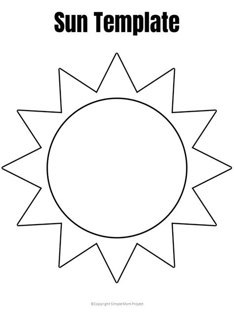 Sun Moon Star Craft Preschool, S Is For Sun Craft, Sun Stencil Templates, Sun Felt Pattern, Sunshine Template Free Printable, Sun Name Craft, Sun Catcher Templates Free Printable, Sun Art For Preschoolers, Space Templates Free Printable
