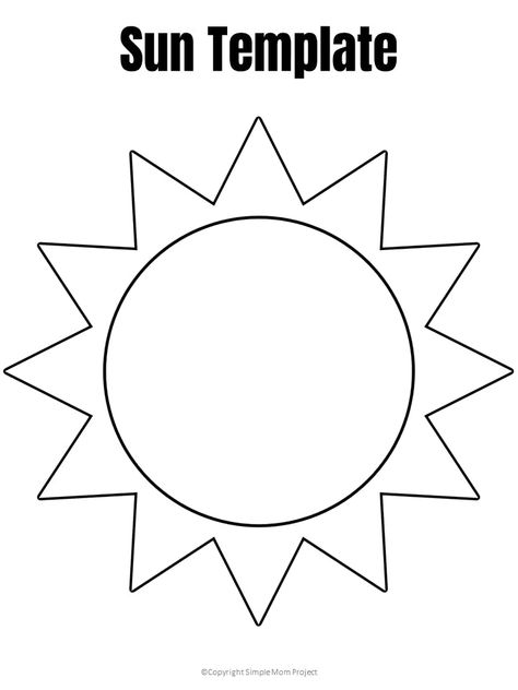 Sun Stencil Templates, S Is For Sun Craft, Sun Felt Pattern, Sun Catcher Templates Free Printable, Sunshine Template Free Printable, Space Templates Free Printable, Sun Name Craft, Sun Art For Preschoolers, Sun Craft For Preschoolers