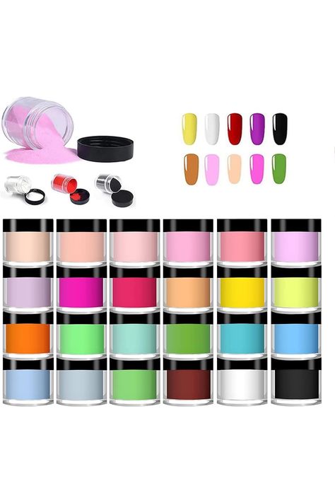 Acrylic Powder, Colored Acrylic Nail Powder Sets Art Tips UV Gel Nail Acrylic Powder Decoration DIY 3D Manicure, 24 Colors Acrylic Powder Nails Acrylic Powder Nails, Nail Acrylic Powder, Nails Inspiration Fall, Long Square Nails, Color For Nails, Nail Acrylic, Acrylic Nail Powder, Colored Acrylic, Colored Acrylic Nails