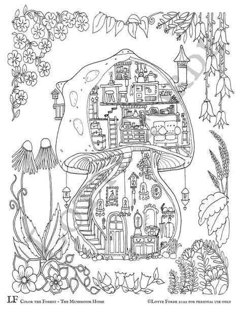 Lotte Forde Color The Forest Coloring Book Page 43 - The Mushroom Home - PDF download Coloring pages for kids #coloringpagesforkids Coloring page for kids #coloringpageforkids Kids coloring page #kidscoloringpage 13.44 Secret Worlds Coloring Book, Lulu Mayo Coloring Pages, Magical Forest Illustration, Free Quilt Patterns Printables, Forest Coloring Pages, Mushroom Home, Forest Coloring, Forest Coloring Book, Witch Coloring Pages