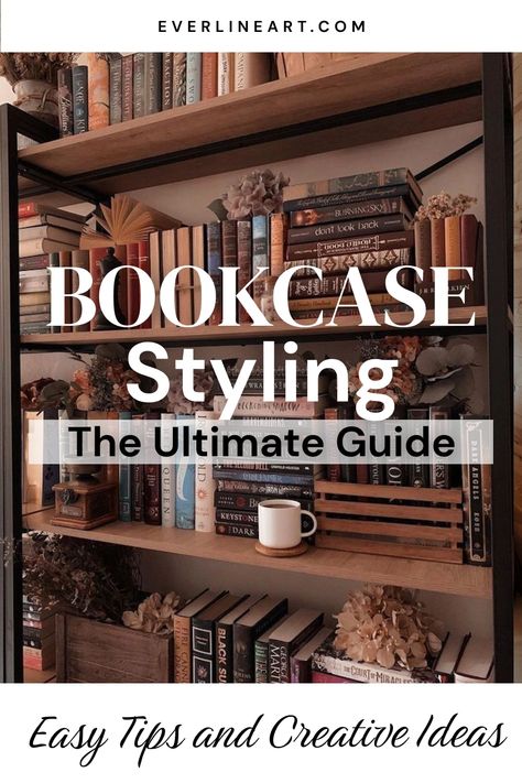 Having a bookcase is one of the best ways to showcase your interests and personality using books and keepsakes. If you’ve ever wondered how to style a bookcase so it matches your home and your personality, there are 4 basic tips to keep in mind. Learn about these essential tips and also see a variety of different ways to creatively style bookshelves like a pro. Bookshelves In The Living Room, How To Style Open Bookshelves, Styling Shelves Office, Bookcase Decoration Ideas, Book Case Display Ideas, Decorate Large Bookshelves, Decorative Book Shelf Ideas, How To Display Books On A Bookshelf, How To Style Books On Shelves