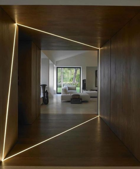 LED Lighting Design . Fp House By Marco Costanzi Architects Led Hallway Lighting, Modern Hallway Lighting, Blitz Design, Wooden Ceiling Design, Modular Sofa Design, Modern Led Lighting, Led Light Design, Plafond Design, Home Lighting Design