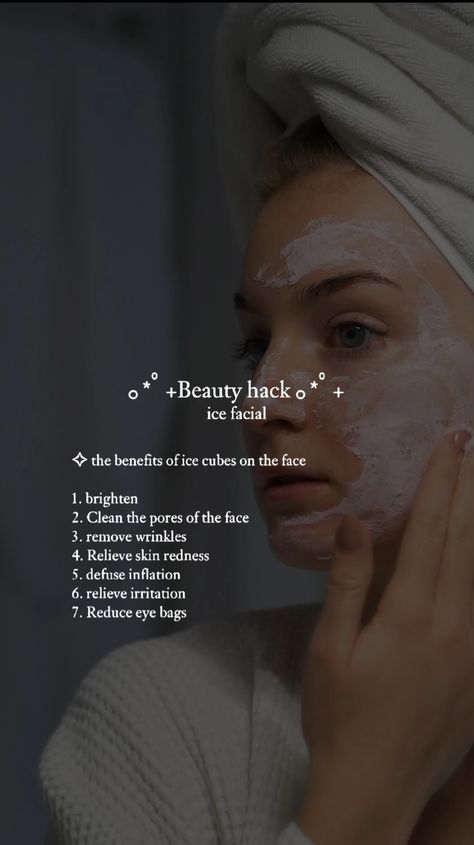 Beauty hacks ice facial for girls ✨ Clear Skin Care Routine, Reduce Eye Bags, Beginner Skin Care Routine, Ice Facial, Facial Massage Routine, Acne Free Skin, Skincare Hacks, Long Hair Tips, Skin Care Face Mask