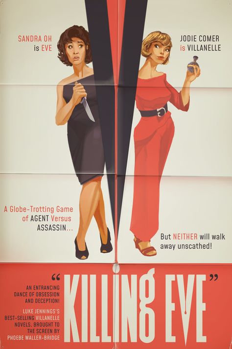 Why Women Kill Poster, Villaneve Fanart, Killing Eve Fanart, Phoebe Waller Bridge, Sandra Oh, Movie Poster Wall, Killing Eve, Jodie Comer, Personal Project