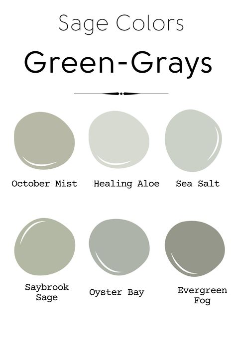 Gray Green Paint Colors, Gray Green Paint, October Mist, Sage Colors, Benjamin Moore Green, Green Grey Paint, House Color Palettes, Farmhouse Paint, Paint Color Schemes