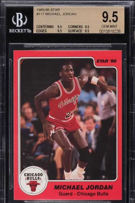 Michael Jordan's 1984-1986 Star cards present a hidden buying opportunity for collectors and investors. These rare and undervalued collectibles are worth considering for future price appreciation. Check out the limited supply and relatively low prices of these cards, and bid on BGS 8, BGS 8.5, and BGS 9 cards to start your collection. Don't miss out on this chance to own a piece of basketball history! #MichaelJordanCards #BasketballCollectibles #NBA #SportsCards #MichaelJordanCard Michael Jordan Rookie, Basketball Michael Jordan, Michael Jordan Basketball Cards, Lebron James Rookie, Jeffrey Jordan, Michael Jordan Basketball, Micheal Jordan, Bill Russell, Basketball History