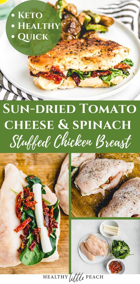 Sun Dried Tomato Stuffed Chicken, Macro Friendly Stuffed Chicken, Healthy Chicken And Sundried Tomato Recipes, Grilled Chicken And Spinach Recipes, Sides For Stuffed Chicken, Stuffed Chicken Recipes Healthy, Sun Dried Tomato Recipes Healthy, Stuffed Chicken Breast Healthy, Keto Stuffed Chicken Breast