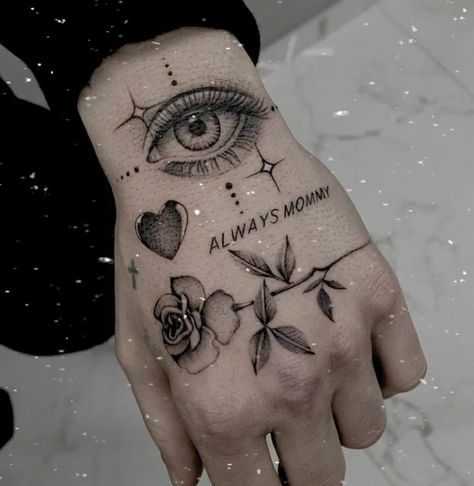 hand tattoo လက်ဖမိုး Tattoo, Tattoo Design For Hand, Ear Tattoo Ideas, Hand And Finger Tattoos, Girl Face Tattoo, Sharpie Tattoos, Bull Tattoos, Airbrush App, Hand Tattoos For Guys