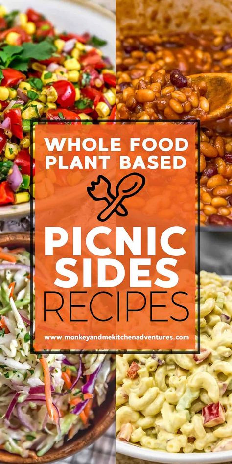 We’ve gathered a delicious list of Whole Food Plant Based Picnic Side Recipes that are healthy, oil free, and sure to make your belly happy! #wholefoodplantbased #vegan #oilfree #glutenfree #plantbased | monkeyandmekitchenadventures.com Essen, Whole Food Plant Based Recipes Oil Free, Vegan Bbq Recipes Sides, Plant Based Picnic Food, Oil Free Plant Based Recipes, Plant Based Whole Food Recipes, Plant Based Foods List, Picnic Sides, Vegan Picnic Food