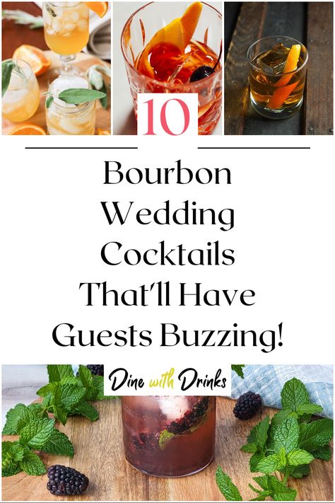 Collage of 4 bourbon wedding cocktails. Old Fashioned Wedding Cocktail, Whiskey Wedding Cocktails, Specialty Bourbon Cocktails, Bourbon Signature Cocktail, Whiskey Wedding Drinks, Whiskey Signature Drink Wedding, Grooms Drink Signature Cocktail, Grooms Signature Drink, Wedding Bourbon Bar