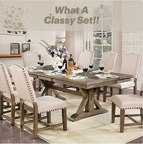 How Cute is this set?! Light Oak Dining Table, Colored Dining Chairs, Beautiful Valley, Dining Table Light, Modern Farmhouse Dining Room, Farmhouse Dining Room Table, Support Beam, Modern Farmhouse Dining, Dinning Room Tables