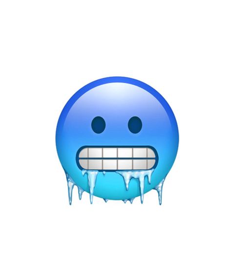 COLD FACE — A cold face, but not necessarily due to the weather • USE WHEN: You feel like you're being frozen out by your friend, or something's so cool you're now frozen. Cold Emoji Faces, Feeling Cold Pictures, Ice Emoji, Cold Emoji, Cold Memes, Ios Emojis, Peace Sign Emoji, Cold Photos, Emoji Ip