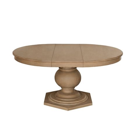 The Mari Oval Dining Table is a refined traditional collection. Crafted of solid hardwood with a beautiful poplar veneer, this collection is finished in a multi-step nutmeg. With a unique handcrafted pedestal base, this table brings warmth and classic style to your dining space. Includes a 12" leaf extension when you need more space. Dimension: 64" W x 48" D x 30" H Oval Dining Table Oak, Round Dinning Table, Space Dimension, Modern Farmhouse Dining Table, Dining Table Brown, Cross Back Dining Chairs, Expandable Table, Modern Farmhouse Dining, Need More Space