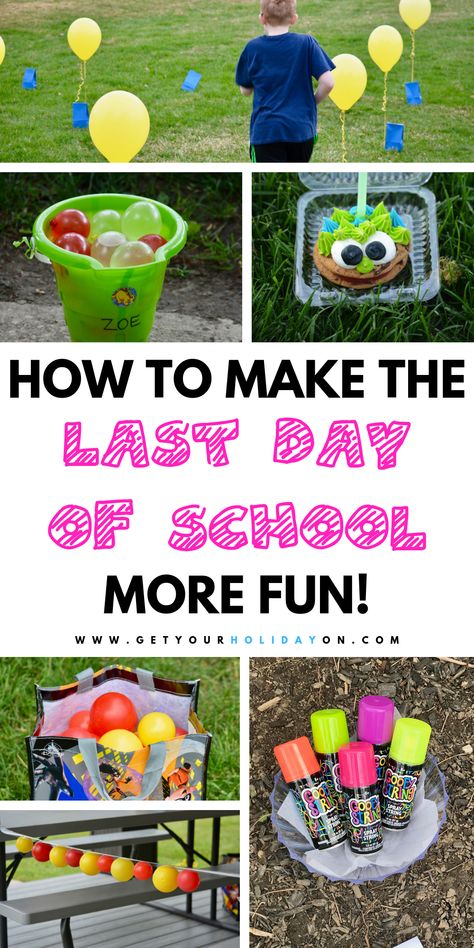 As a matter of fact, I give you creative ways to make your son or daughter's last day of school memorable! Find ways to make moving up another grade started off on the right track! Kick start summer with an awesome pool party, back to school sign, and more! #diys #school #parents #momlife End Of School Year Activities Outside, End Of School Summer Party, Last Day Of School Decoration Ideas, School Is Out For Summer Party, Fun Last Day Of School Activities Preschool, End Of School Year Celebration Ideas, School Fun Day Activities, Kick Off Summer Party Ideas, End Of School Celebration Ideas