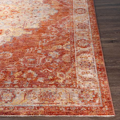 Synthetic Rugs, Complimentary Color Scheme, Teal Rug, Polyester Rugs, Beige Area Rug, Classic Rugs, Orange Area Rug, Medallion Design, Handmade Area Rugs