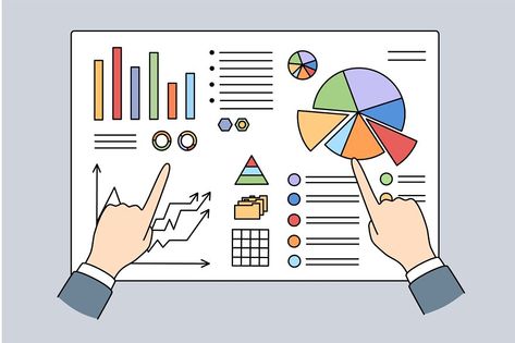 Close up of businessman and analyst hands point at graph and charts on board. Banker analyze growth and falls. Concept of analytical data and accounting. Finances and statistics. Vector illustration. Accountant Illustration, Market Research Analyst, Finance Analyst, Financial Engineering, Bookkeeping Software, Journal Travel, Pointing Hand, Bookkeeping Services, Downloading Data