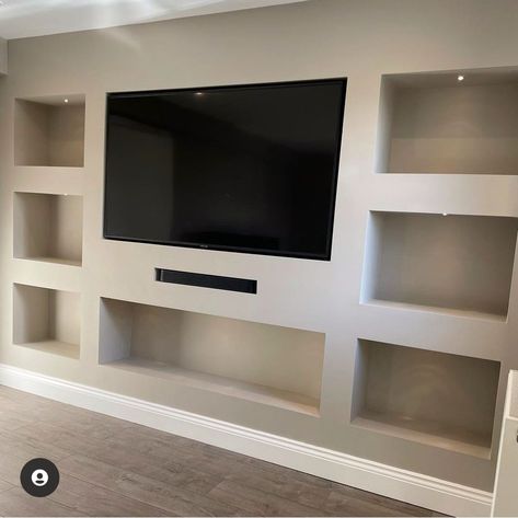 Media Wall Without Fire, Built In Tv Units In Living Room Modern, Media Wall Ideas Without Fireplace, Media Wall No Fireplace, Feature Tv Wall Ideas, Media Wall With Shelves, Living Room Tv Wall Ideas Modern, Media Unit Living Room, Media Wall Ideas
