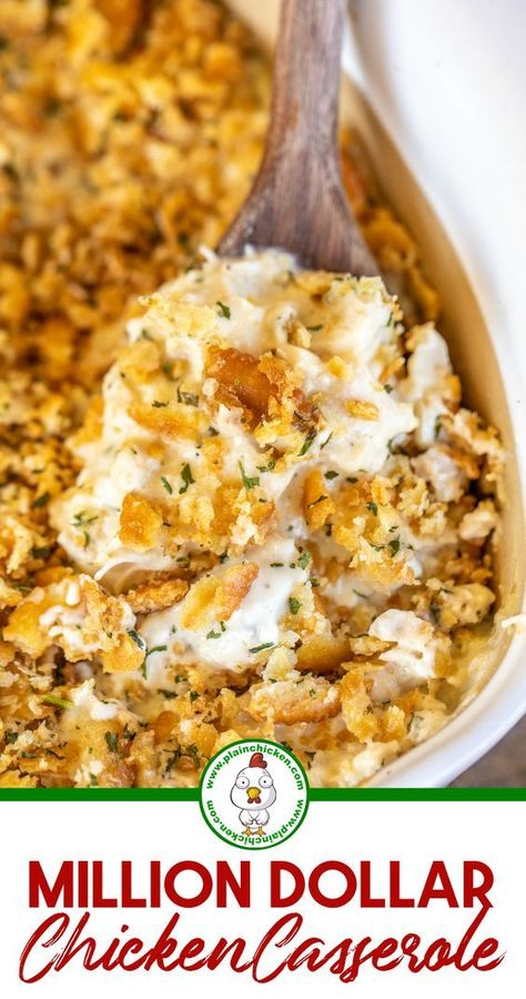 Easter Entrees, Million Dollar Chicken Casserole, Million Dollar Chicken, Best Chicken Casserole, Chicken And Cheese, Diner Recept, Ritz Crackers, Dinner Casseroles, Easy Casserole Recipes