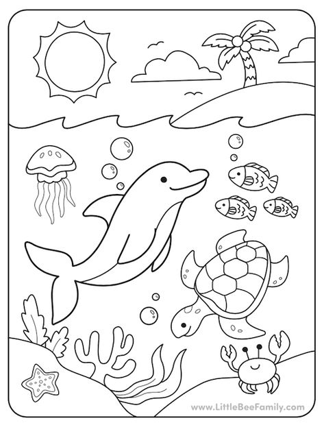 Ocean Coloring Page Summer Coloring Sheets Free Printable, Ocean Coloring Pages Free Printable, Preschool Coloring Sheets Free Printable, Free Coloring Pages Printables For Kids, Beach Coloring Sheets, Free Printable Coloring Pages For Kids, Summer Coloring Pages Free Printable, Coloring Printables For Kids, Relaxing Illustration