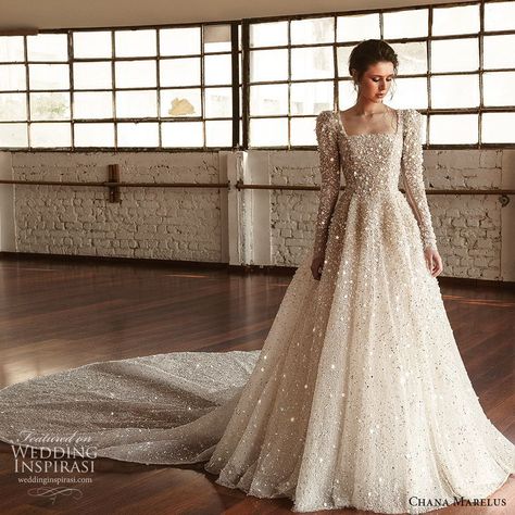 Chana Marelus, Mermaid Wedding Dress With Sleeves, Hijab Wedding Dresses, Sparkle Wedding Dress, Soiree Dress, Wedding Robe, Wedding Dress Couture, Wedding Dress Sleeves, Long Wedding Dresses