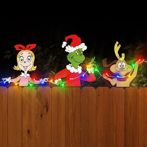 PRICES MAY VARY. ✔【CHRISTMAS FENCE DECOR】You will get 3pcs Christmas yard decorations with 1pcs foam glue, and 9.8ft colorful LED string lights(powered by 3-AA batteries, not included), adding festive atmosphere to your outdoor Christmas decorations. ✔【QUALITY MATERIAL】Our Christmas fence decorations outdoor are professionally printed on high-quality corrugated plastic cardboard, ensuring they are waterproof, and durable enough to withstand any outdoor conditions, and last for next Christmas to Natal, Christmas Fence Decorations Outdoor, Christmas Fence Decorations, Christmas Fence, Fence Decorations, Fence Yard, Outdoor Christmas Decorations Yard, Whoville Christmas, Outside Christmas Decorations