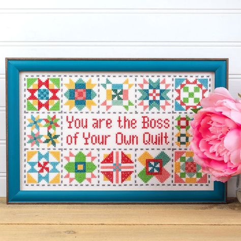 Patchwork, Quilt Square Cross Stitch Patterns, Quilt Block Cross Stitch Patterns, Cross Stitch Quilt Pattern, Lori Holt Cross Stitch, Boss Cross Stitch, Cross Stitch Quilt Blocks, Quilt Cross Stitch, Cross Stitch Quilt