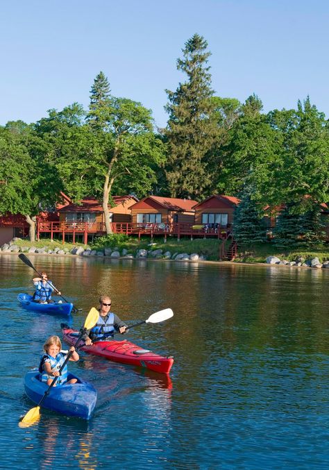 log lodge houses a large bar and dining area with tables overlooking the lake. Enjoy dessert at the ice cream fountain, then retire to one of the 29 vacation homes and cabins or 10 motel suites fo Nantes, Detroit Lakes Minnesota, Midwest Getaways, Midwest Vacations, Lakeside Lodge, Minnesota Lake, Minnesota Travel, Hills Resort, Midwest Travel