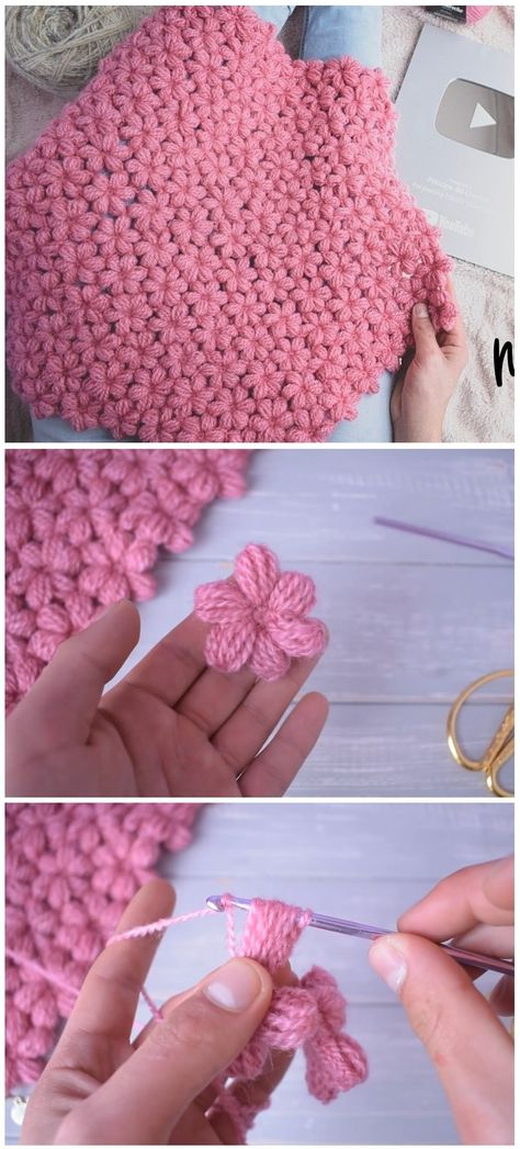 http://design-peak.com/crochet-flower-blanket-free-tutorial/ Diy Crochet Flowers Tutorial, Diy Crochet Flowers, Crochet Flower Blanket, Crochet Butterfly Pattern, Crochet Fish, Hemma Diy, Astuces Diy, Flower Blanket, Crochet Things