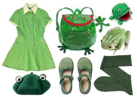 Frog Costume Aesthetic, Frog Clothes Aesthetic, Cute Frog Outfits, Frog Costume Women, Frog Outfit Aesthetic, Frog Aesthetic Outfit, Cute Frog Costume, Froggy Clothes, Froggy Outfit