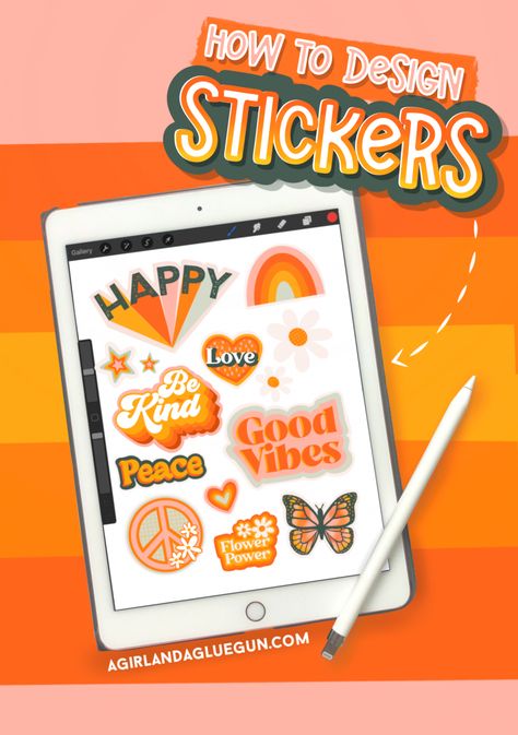 How to design Stickers Learning Adobe Illustrator, Procreate Ipad Tutorials, Ipad Painting, Ipad Tutorials, Sticker Organization, Design Stickers, How To Make Stickers, Photo Transfer, Canva Tutorial