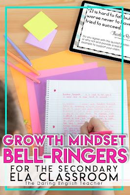 High School Bell Ringers English, Growth Mindset For Middle School, High School English Bell Ringers, Ela Bell Ringers Middle School, Bell Ringers For High School English, Bell Ringers For High School, Middle School Bell Ringers, Bell Ringers For Middle School, Ela Bell Ringers