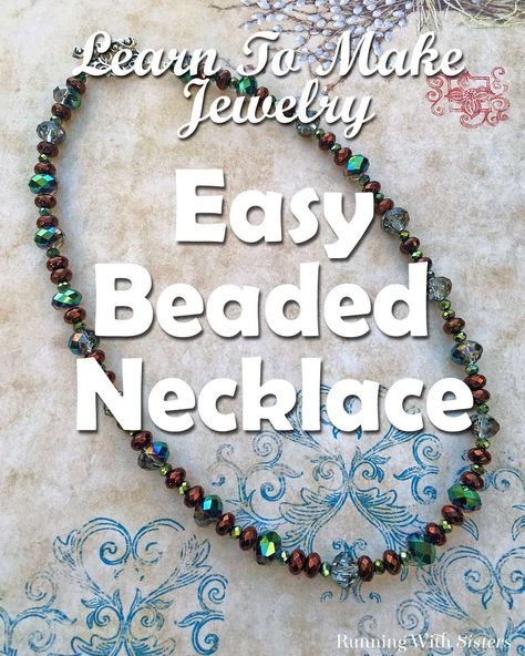 How To Make An Easy Beaded Necklace - Running With Sisters Making Bead Necklaces, Easy Bead Necklace Diy, Necklaces To Make Beaded, Diy Beaded Necklace Ideas Inspiration, Easy Beaded Necklace Patterns, Simple Diy Necklaces, Beaded Pendant Pattern, Easy Beaded Necklace, Beaded Necklace Diy Ideas