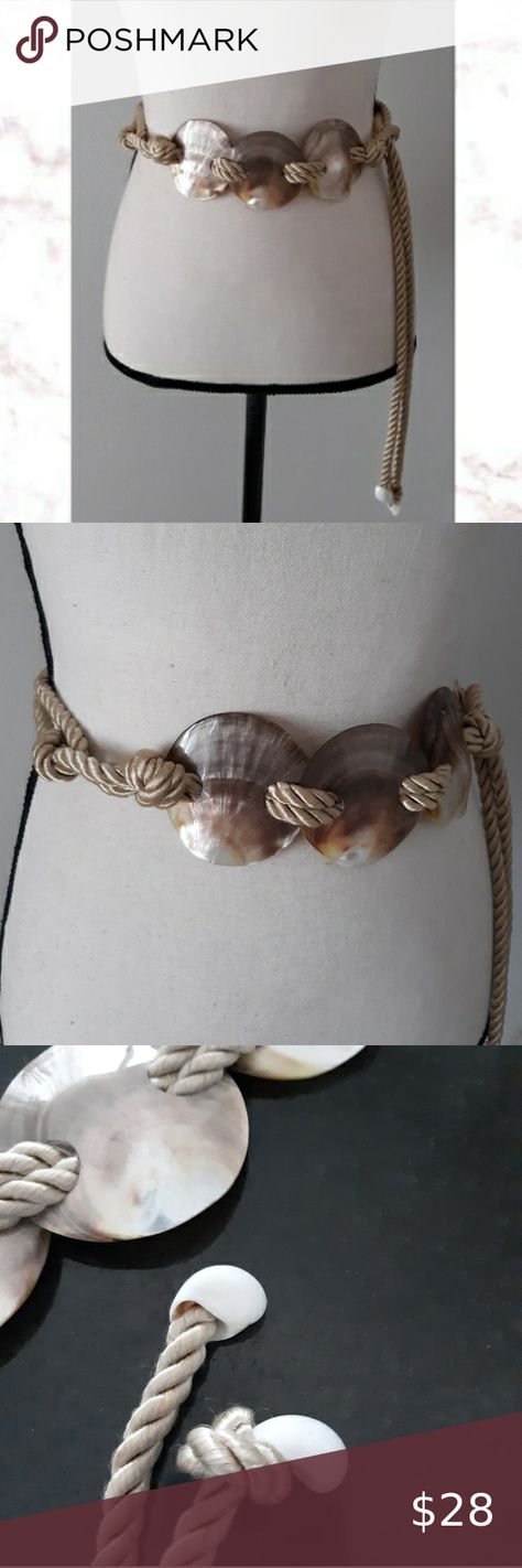 Seashell Tie Belt Seashell Belt, Thrift List, White Seashells, Shell Belt, White Shells, Rope Tie, Capiz Shell, Belt Tying, Tie Belt