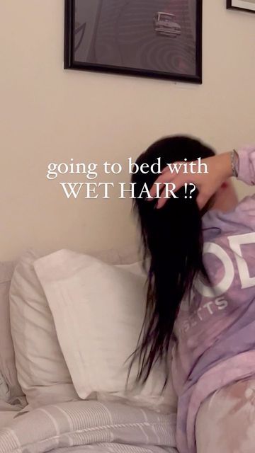 Sleepy Tie® on Instagram: "PSA: Don’t go to bed with wet hair… like ever! 🦠🙅🏻‍♀️ We know, it seems like it’s not a big deal (especially when you’re tired and don’t feel like blowdrying) but it can do more damage than you think 🥴 #haircareroutine #haircaredonts #healthyhairtips #wethair #haircarerules #nighttimehaircare" Healthy Hair Tips, How To Go To Bed With Wet Hair, Going To Bed With Wet Hair, How To Sleep With Wet Hair, Sleeping With Wet Hair, Scrunched Hair, Sleep Hairstyles, Ways To Sleep, When You Sleep