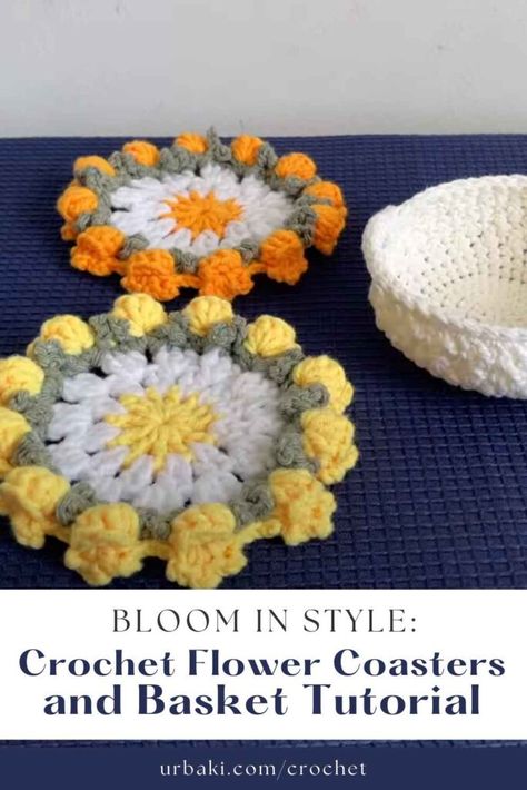 Get ready to add a touch of charm and color to your home decor with a delightful crochet flower coaster set in a beautiful basket. This step-by-step tutorial will guide you through the process of creating these adorable and practical coasters, along with a matching basket to hold them. To start, gather your materials—a selection of colorful yarn, a crochet hook, and a yarn needle. You'll also need a stitch marker to keep track of your rounds. The coaster pattern typically involves... Tela, Amigurumi Patterns, Crafty Witch, Coaster Patterns, Crochet Coasters Free Pattern, Flower Coasters, Crochet Coaster, Crochet Coaster Pattern, Small Crochet