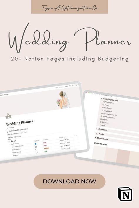 Wedding planner notion template Notion Wedding Planner Template, Wedding Notion Template, Notion Wedding Template, Wedding Planning Notion, Wedding Planner Aesthetic, Notion Wedding Planner, Wedding Budget Template, Wedding Planning Templates, Digital Wedding Planner