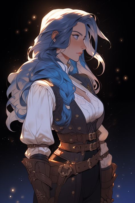 blue haired female rougue bard Kawaii, Blue Hair Dnd Character, Female Character Design Blue Hair, Aasimar Cleric Female Dnd, Blue Hair Mermaid Art, Female Triton Dnd, Blue Hair Female Character Art, Female Bard Outfit, Elf Bard Female