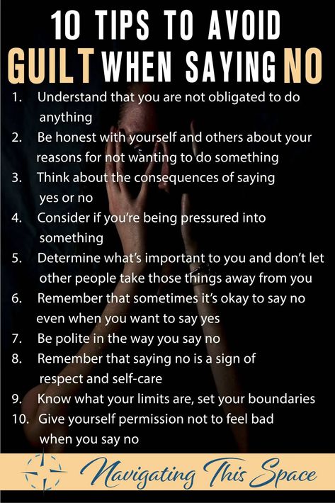 Do you feel guilty when saying ‘NO’? Here’s the secret that you need to know and let go off your feeling of guilt. Tips that would empower you to learn how to say ‘NO’. Here are 10 tips to avoid guilt when saying ‘NO.’ How to say NO | Ways to say NO | Saying NO without guilt #characterdevelopment #personaldevelopment #personalgrowth Humour, Ways To Say No, Ways To Say Said, Communication Activities, How To Say No, Improve Communication Skills, Feeling Guilty, Guilt Trips, Set Boundaries