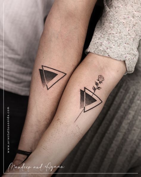 Couple Tattoo Goal | Couples Goal Idea | Tattoo ideas for Couple | Aries Tattoo Noida Couple Tattoo Design, Acab Tattoo, Simple Couples Tattoos, Hexagon Tattoo, Pola Tato, Best Couple Tattoos, Couple Tattoos Unique, Small Couple Tattoos, Cute Couple Tattoos