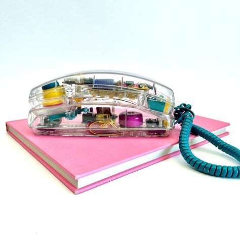 Clear Landline Phone, 90s Telephone, Novelty Phone, 90s Phone, Brain Parts, Wooden Fruit Bowl, Vintage Phone, Vintage Phones, Purple Colors