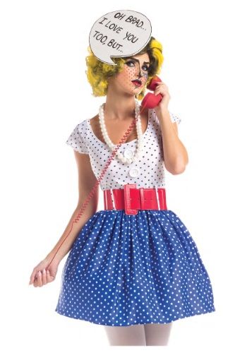 This retro Adult Pop Art Cutie Costume will turn you into a vintage style comic strip character. Have fun thinking of your own melodramatic thought bubbles! Maquillaje Pop Art, Pop Art Kostüm, Pop Art Costume, Pop Art Vintage, Comic Costume, Pop Art Makeup, Diy Costumes Women, Plus Size Halloween Costume, Pop Art Women